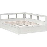 Berkfield Home Decorative Bookcase Bed without Mattress White 140x200cm Solid Wo | Size: 140x200 cm