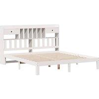 Berkfield Home Decorative Bookcase Bed without Mattress White 180x200cm Solid Wo | Size: Super King