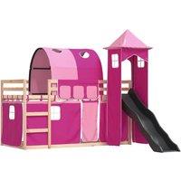 Berkfield Home Elegant Bunk Bed without Mattress with Slide & Curtains Pink 80