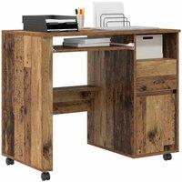Berkfield Home Traditional Brown Computer Desk Old Wood Particle board, Metal St