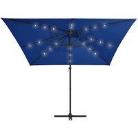 Berkfield Home Elegant Cantilever Umbrella with LED lights & Steel Pole 250x25 in Blue