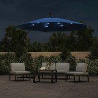 Berkfield Home Elegant Cantilever Umbrella with LED Lights & Steel Pole 300 cm in Blue