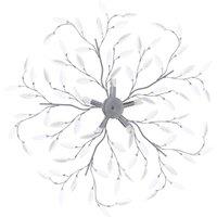 Berkfield Home Modern Ceiling Lamp with Acrylic Crystal Leaf Arms for 5 E14 Bulb in White