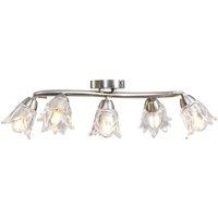 Berkfield Home Elegant Ceiling Lamp with Transparent Glass Shades for 5 E14 Bulb in Silver