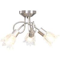 Berkfield Home Elegant Ceiling Lamp with Transparent Glass Shades for 3 E14 Bulb in Silver