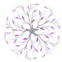 Berkfield Home Modern Ceiling Lamp with Acrylic Crystal Leaf Arms for 5 E14 Bulb in Purple