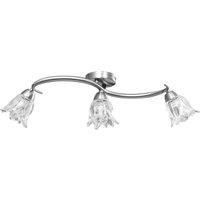 Berkfield Home Elegant Ceiling Lamp with Transparent Glass Shades for 3 E14 Bulb in Silver