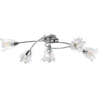 Berkfield Home Elegant Ceiling Lamp with Transparent Glass Shades for 5 E14 Bulb in Silver