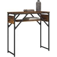 Berkfield Home Decorative Console Table with Shelf Smoked Oak 75x30x75cm Enginee in Brown | Size: 75 x 30 x 75 cm