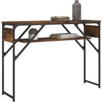 Berkfield Home Decorative Console Table with Shelf Smoked Oak 105x30x75cm Engine in Brown | Size: 105 x 30 x 75 cm
