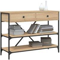 Berkfield Home Classic Console Table with Drawers & Shelves Sonoma Oak Enginee in Light Brown