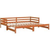 Berkfield Home Versatile Daybed with Trundle without Mattress Wax Brown 90x200 c