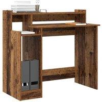 Berkfield Home Modern Desk with Desk Lamps with Shelf with Storage Old wood Engi in Brown