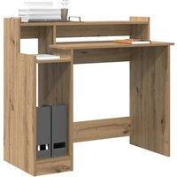 Berkfield Home Modern Desk with Desk Lamps with Shelf with Storage Artisan oak E in Brown
