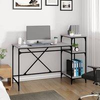 Berkfield Home Charming Desk with Shelves Grey Sonoma 135x50x90 cm Engineered Wo | Size: 135 x 50 x 90 cm