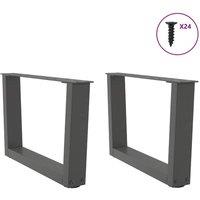 Berkfield Home Modern Dining Table Legs V-Shape 2 pcs Anthracite 50x(30-31.3) cm in Dark Grey
