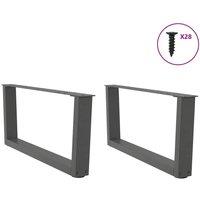 Berkfield Home Modern Dining Table Legs V-Shape 2 pcs Anthracite 70x(30-31.3) cm in Dark Grey