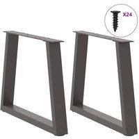 Berkfield Home Modern Dining Table Legs V-Shape 2 pcs Anthracite 60x(42-43.3) cm in Dark Grey