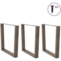 Berkfield Home Modern Dining Table Legs V-Shape 3 pcs Natural Steel 80x(72-73.3) in Brown