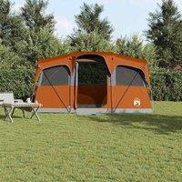 Berkfield Home Comfortable Family Tent with Windows Dome Grey & Orange 10-Person