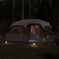 Berkfield Home Modern Family Tent with LED 9-Person Light Grey & Orange Quick