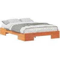 Berkfield Home Durable Floor Bed Frame with Storage Brown 135 x 190 cm Solid pin