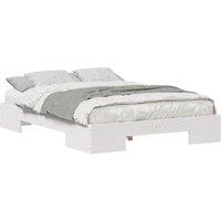 Berkfield Home Durable Floor Bed Frame with Storage White 120 x 200 cm Solid pin