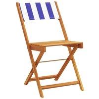 Berkfield Home Beautiful Folding Garden Chairs 4 pcs Blue & White Fabric & S