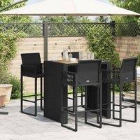 Berkfield Home Beautiful Garden Bar Table with Acacia Wood Top Black 105x80x110