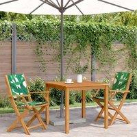 Berkfield Home Beautiful Garden Chairs 2 pcs Leaf Pattern Solid Wood Acacia and in Green