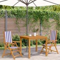 Berkfield Home Beautiful Garden Chairs 2 pcs Blue & White Solid Wood Acacia an