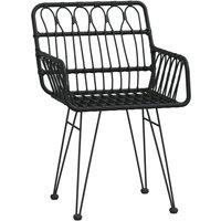 Berkfield Home Comfortable Garden Chairs 2 pcs with Armrest Black 56x64x80 cm PE | Size: 56 x 64 x 80 cm