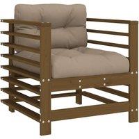 Berkfield Home Beautiful Garden Chairs with Cushions 2 pcs Honey Brown Solid Woo