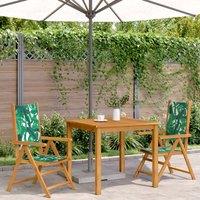 Berkfield Home Beautiful Garden Chairs 2 pcs Leaf Pattern Solid Wood Acacia and in Green