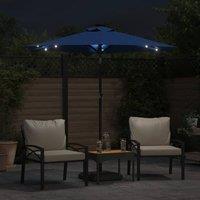 Berkfield Home Comfortable Garden Parasol with LEDs & Steel Pole Azure Blue 22