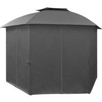 Berkfield Home Classic Garden Marquee Pavilion Tent with Curtains Hexagonal 360x in Dark Grey