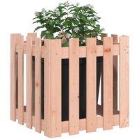 Berkfield Home Durable Garden Planter with Fence Design 50x50x50 cm Solid Wood D in Brown | Size: 50 x 50 x 50 cm