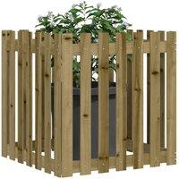 Berkfield Home Beautiful Garden Planter with Fence Design 70x70x70 cm Impregnate in Brown | Size: 70 x 70 x 70 cm