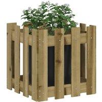 Berkfield Home Beautiful Garden Planter with Fence Design 40x40x40 cm Impregnate in Brown | Size: 40 x 40 x 40 cm