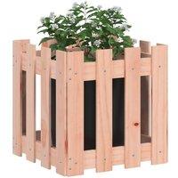Berkfield Home Durable Garden Planter with Fence Design 40x40x40 cm Solid Wood D in Light Tan | Size: 40 x 40 x 40 cm
