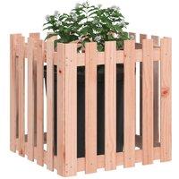 Berkfield Home Durable Garden Planter with Fence Design 60x60x60 cm Solid Wood D in Brown | Size: 60 x 60 x 60 cm