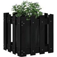 Berkfield Home Beautiful Garden Planter with Fence Design Black 40x40x40 cm Soli | Size: 40 x 40 x 40 cm