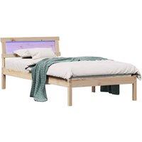 Berkfield Home Modern with LED Strip Lights with Headboard Brown 75 x 190 cm Sol in Natural