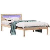 Berkfield Home Modern with LED Strip Lights with Headboard Brown 90 x 190 cm Sol in Light Tan