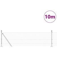 Berkfield Home Modern Welded Wire Fence with 7 Flanged Posts 0.4x10 m Galvanised in Silver
