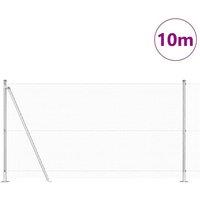 Berkfield Home Modern Welded Wire Fence with 7 Flanged Posts 1.2x10 m Galvanised in Silver