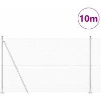 Berkfield Home Modern Welded Wire Fence with 7 Flanged Posts 1.5x10 m Galvanised in Silver