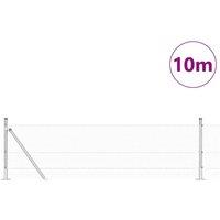 Berkfield Home Modern Welded Wire Fence with 7 Flanged Posts 0.6x10 m Galvanised in Silver