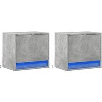 Berkfield Home Durable Wall-mounted Bedside Cabinets with LED Lights 2 pcs Concr in Grey