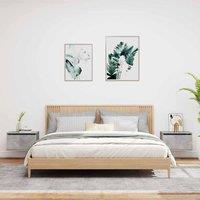 Berkfield Home Durable Wall-mounted Bedside Cabinets with LED Lights 2 pcs Concr in Grey